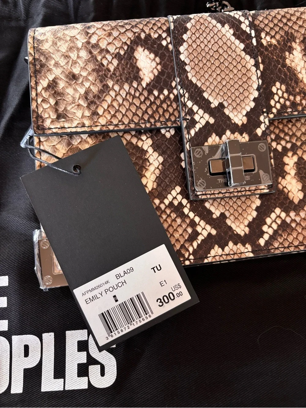 THE KOOPLES Emily Python Embossed Calf Leather Pouch Bag NWT MSRP $300